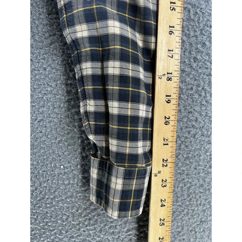 Polo Ralph Lauren‎ Shirt Mens Large Plaid Button Down Navy Tan Yellow Pony